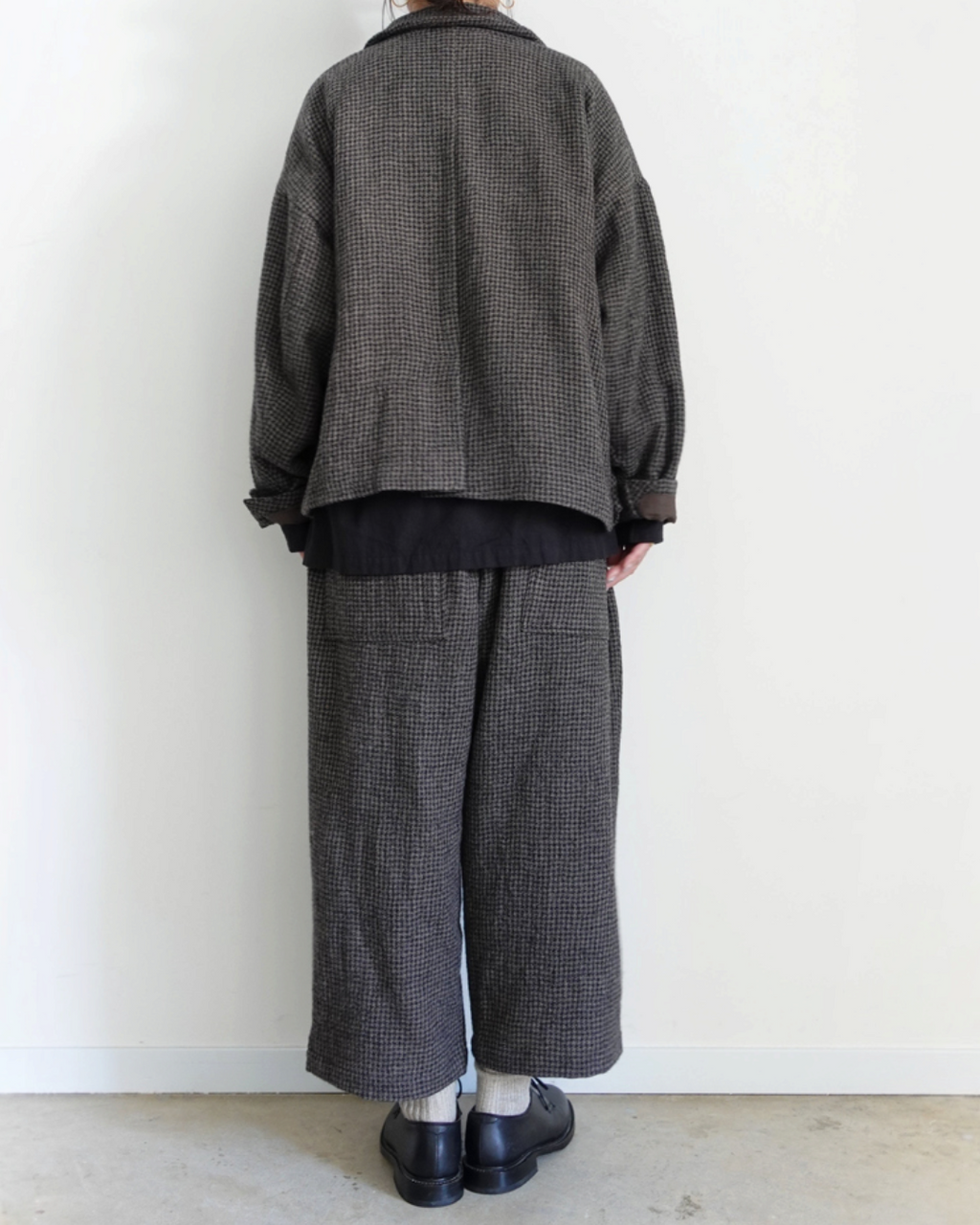 Ichi - Pantalon Laine Pied-de-Poule - Moka