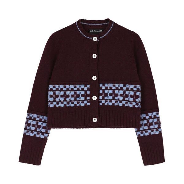 BB Wallace - Cardigan Hepworth Fairisle - Bordeaux bleu