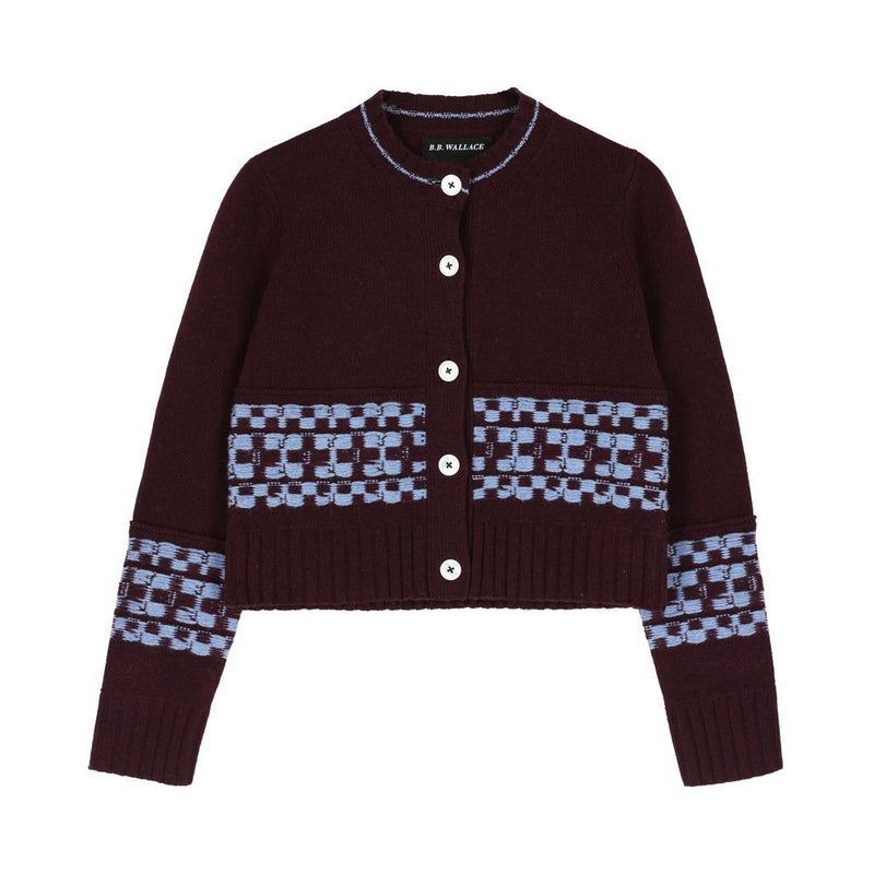 BB Wallace - Cardigan Hepworth Fairisle - Bordeaux bleu