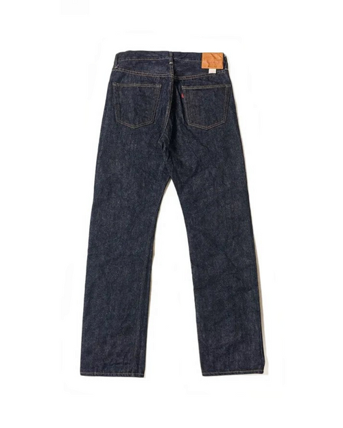 Jean droit Merci Paris Warehouse & Co 800XX en coton Memphis indigo avec étiquette en cuir au dos