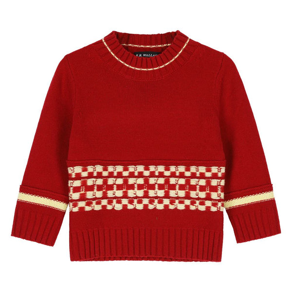 BB Wallace - Pull col rond Fairisle - Rouge jaune