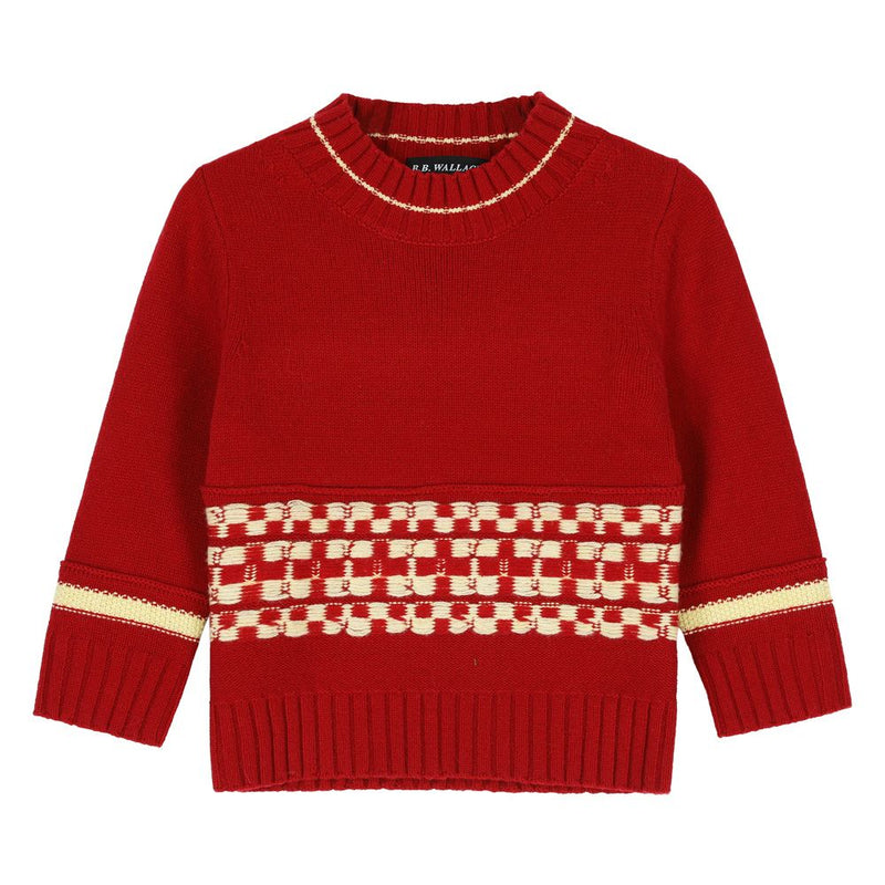 BB Wallace - Pull col rond Fairisle - Rouge jaune