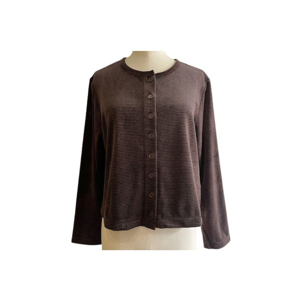 Sarahwear - Cardigan en velours rayé – Marron & Noir