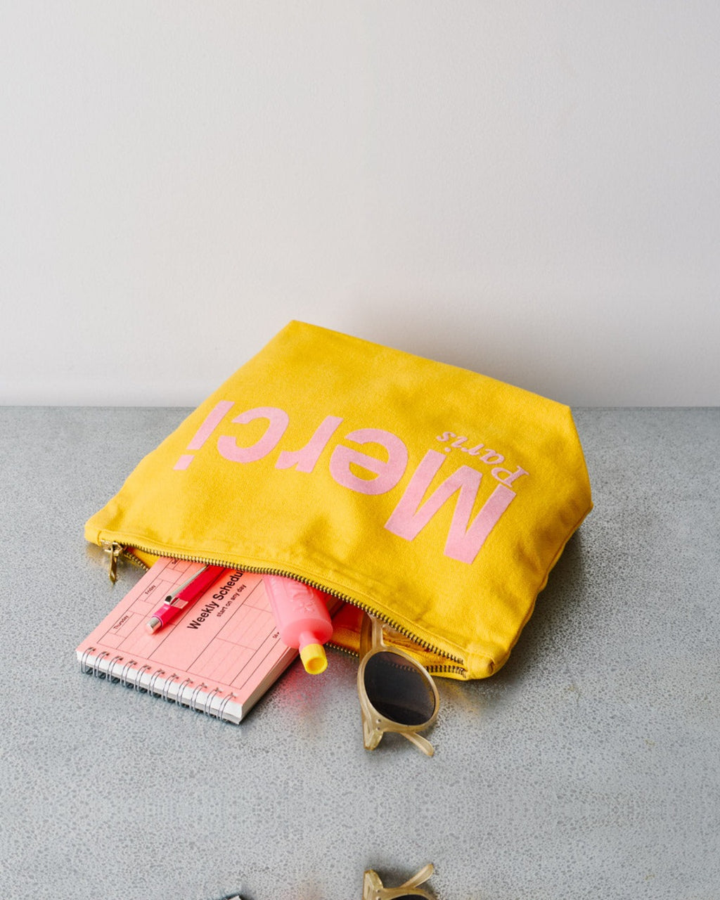 Merci - Pochette En Coton - Ochre & Rose