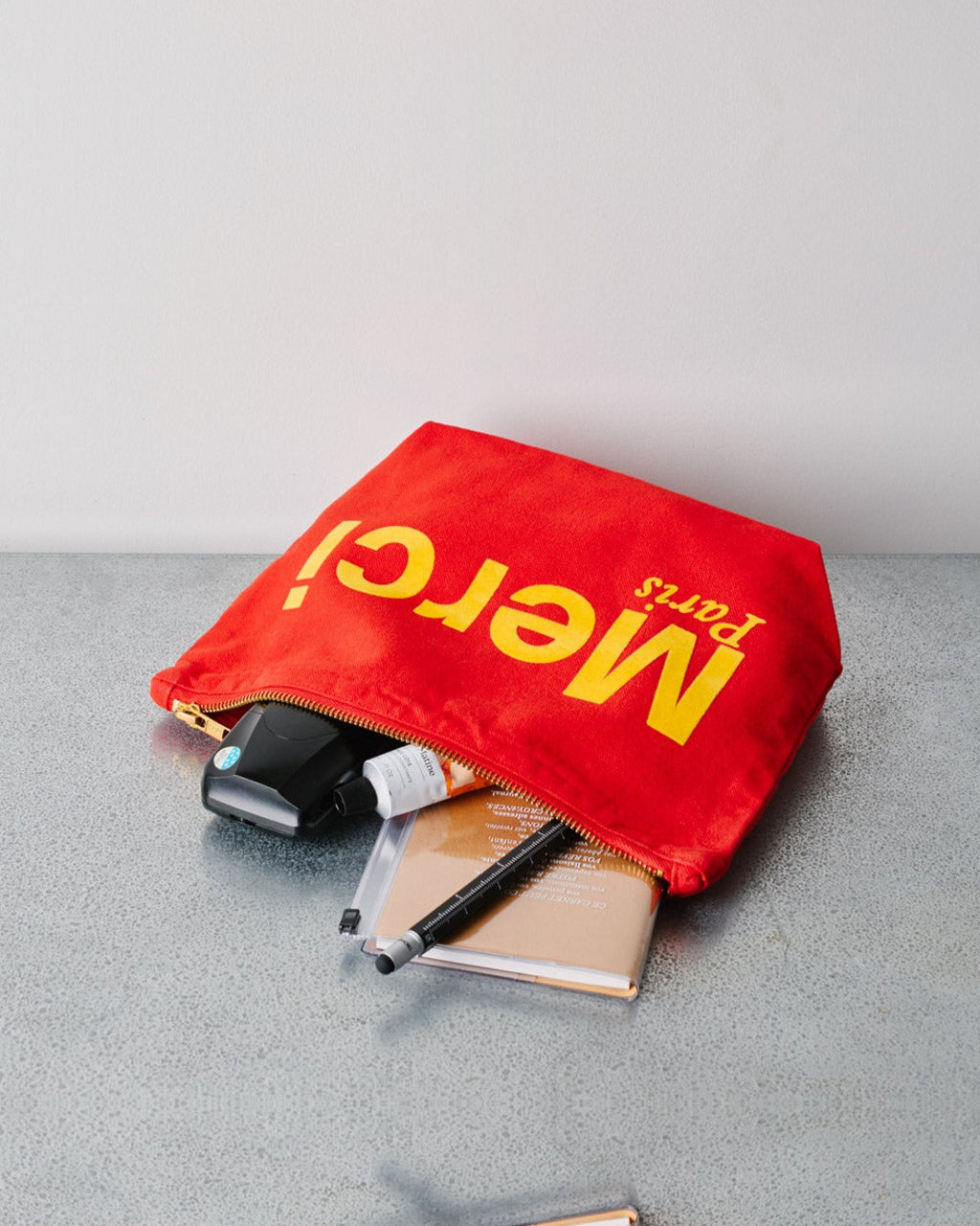 Merci - Pochette En Coton - Rouge & Ochre