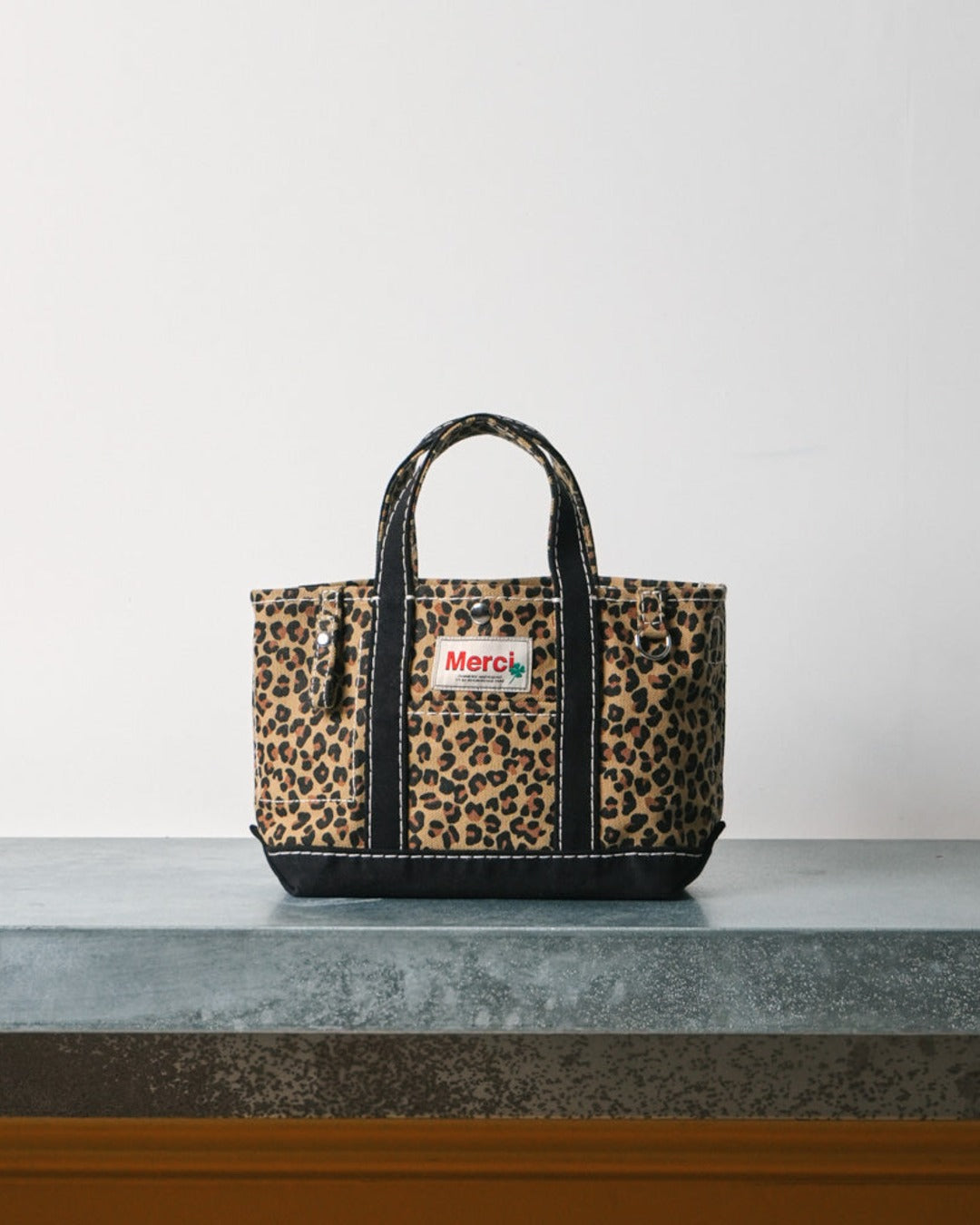 Merci - Candide shopping bag in canvas - Leopard & Black