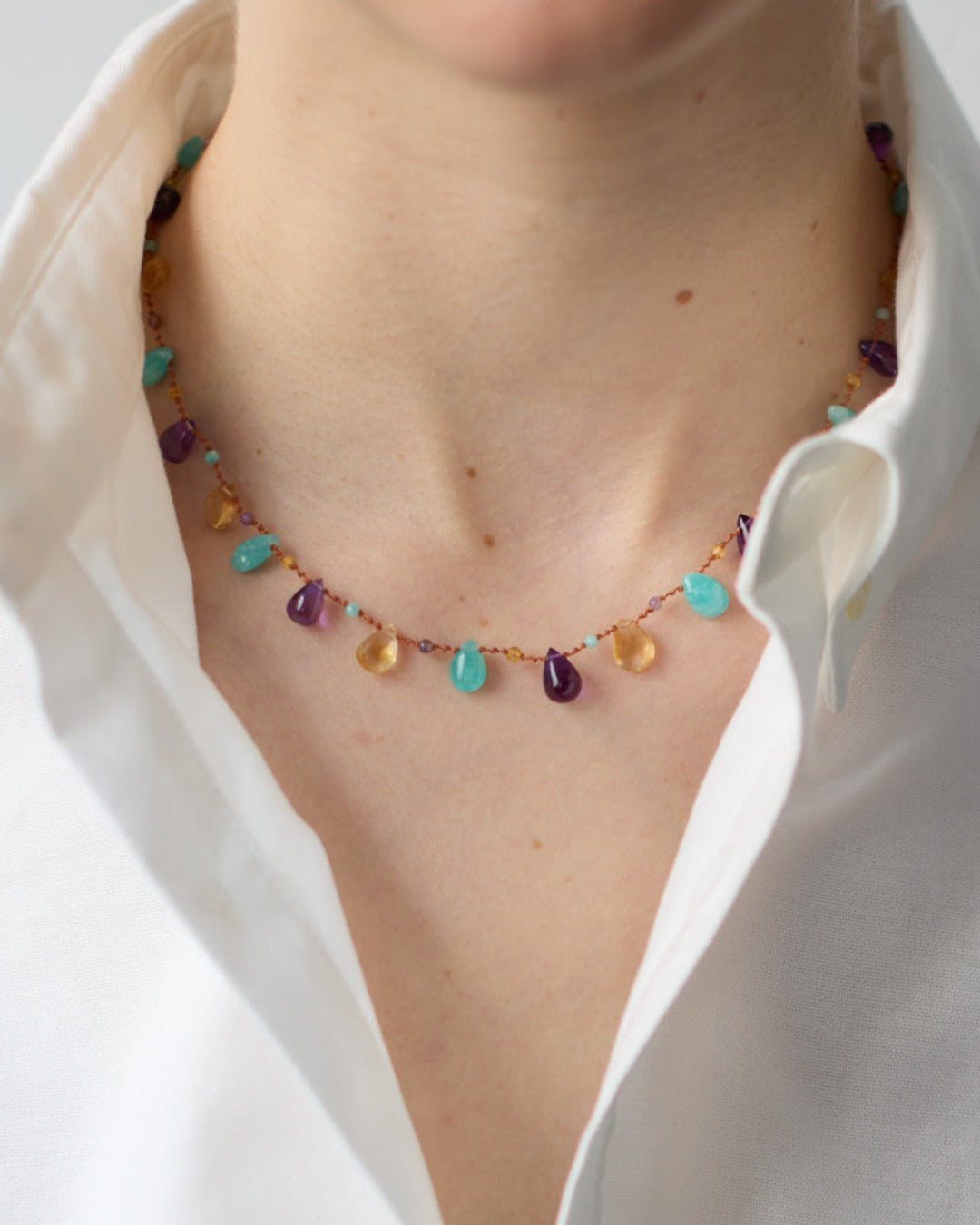 Merci x Ivarene - Ivarene x Merci - Necklace - Citrine, Amazonite & Amethyst