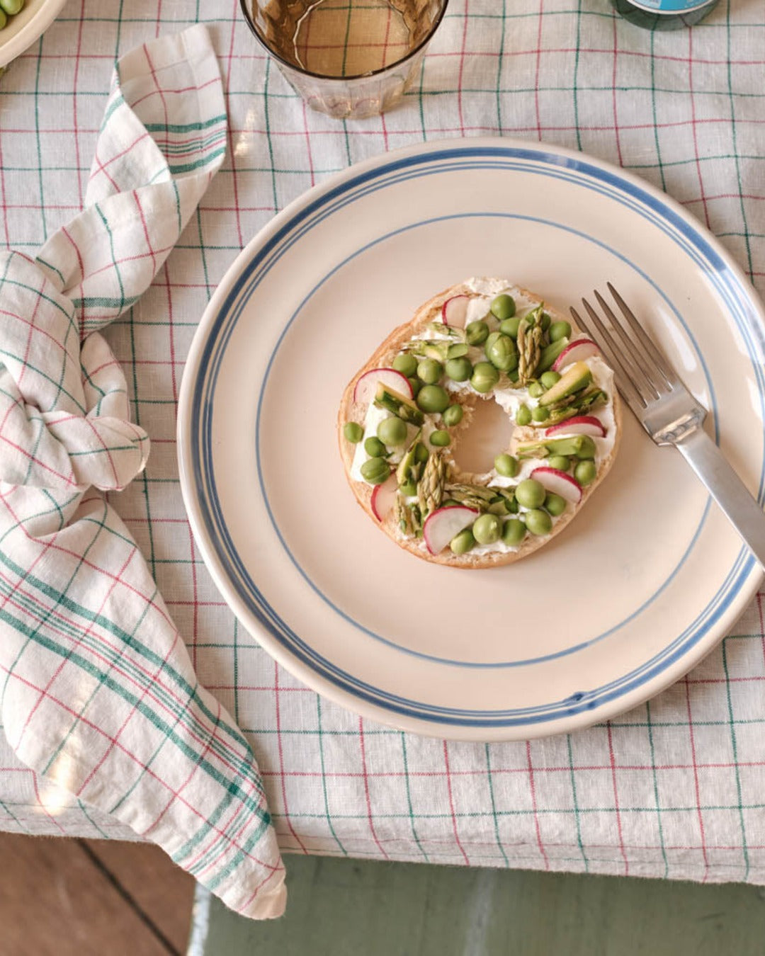 Merci - Washed linen napkin - Office - Pink & Green