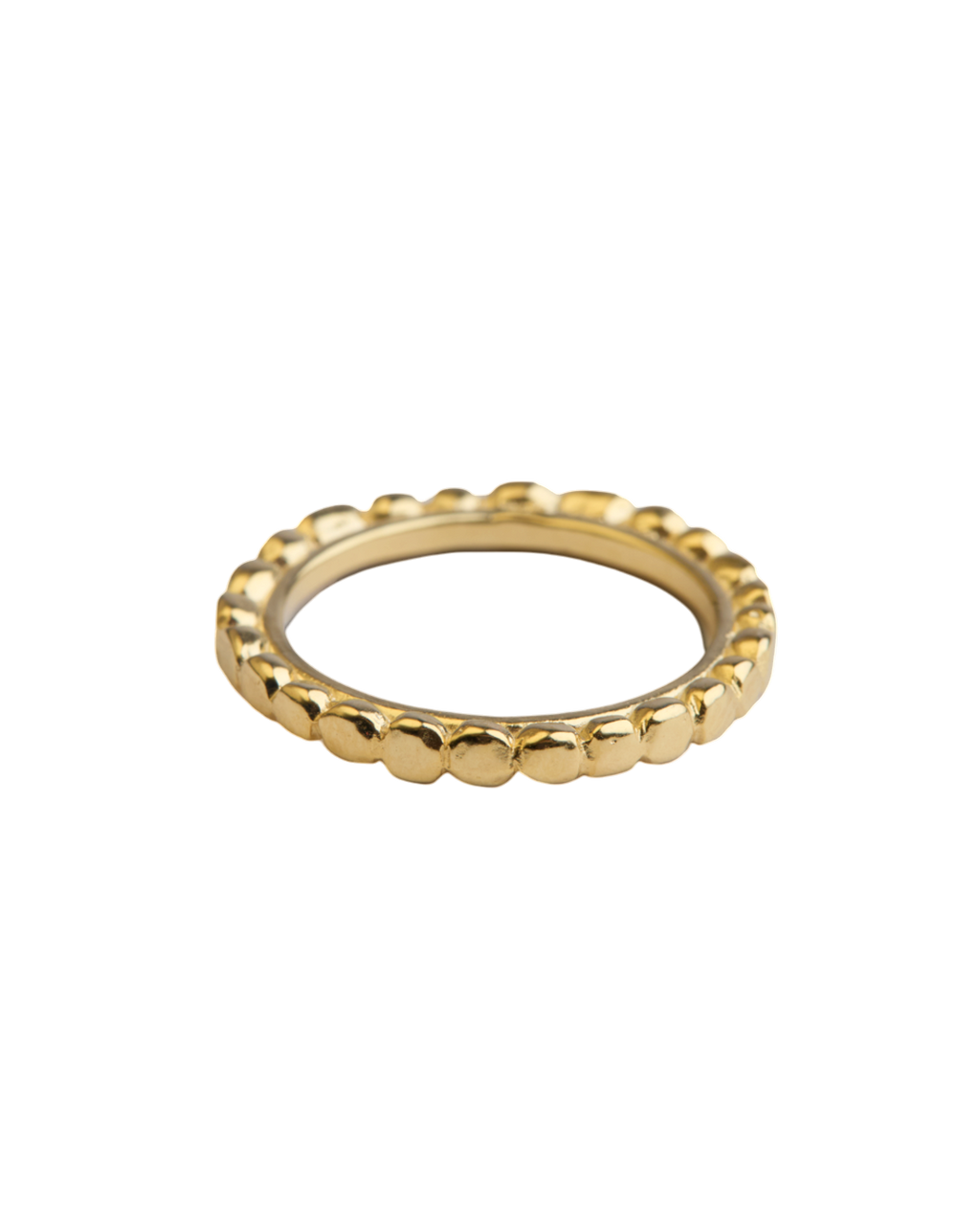 Bague Amélie Merci Paris en laiton plaqué or jaune 16 carats avec un design délicat de petites perles arrondies