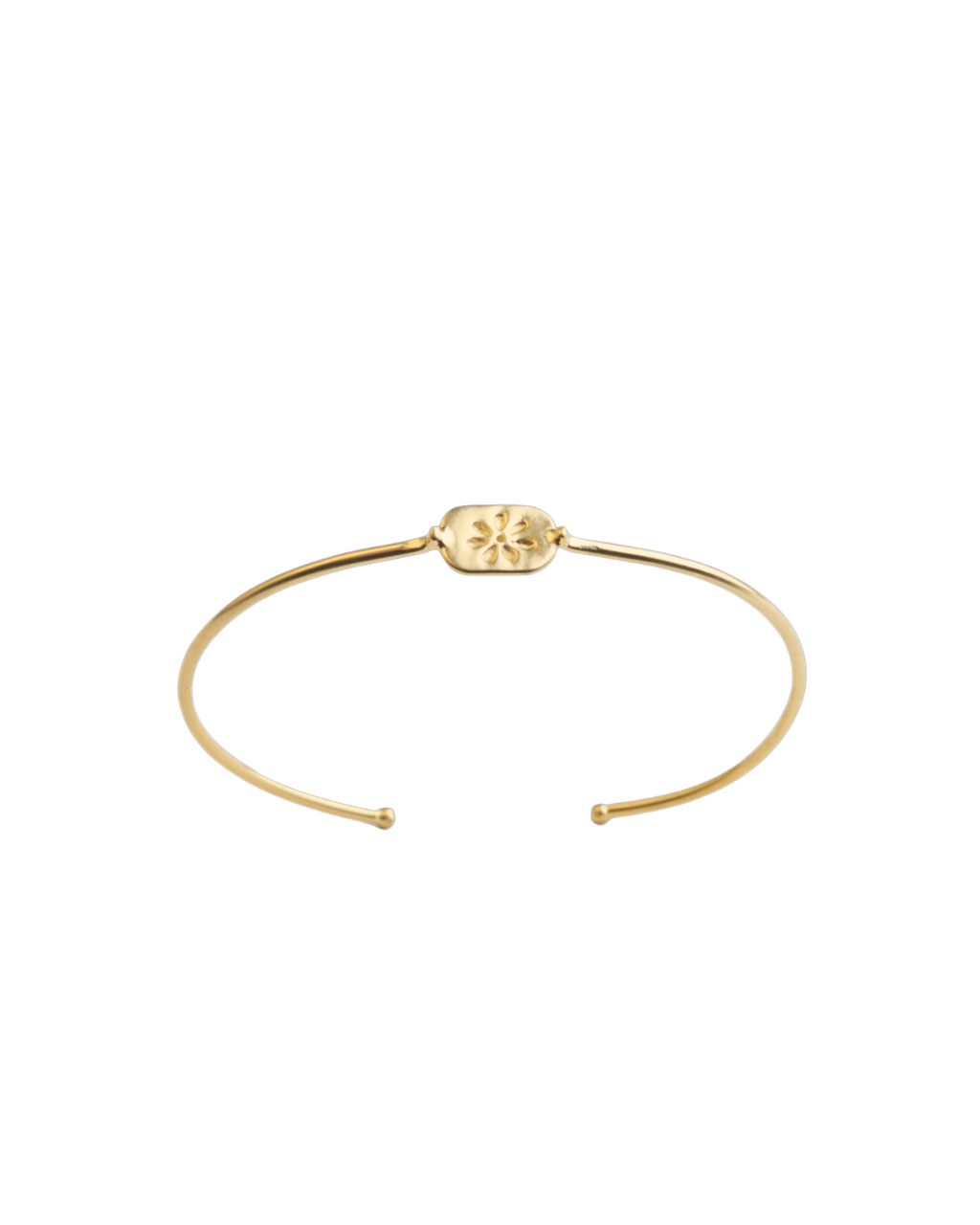 Bracelet jonc Merci Paris Emma en laiton plaqué or jaune 16 carats avec motif floral gravé