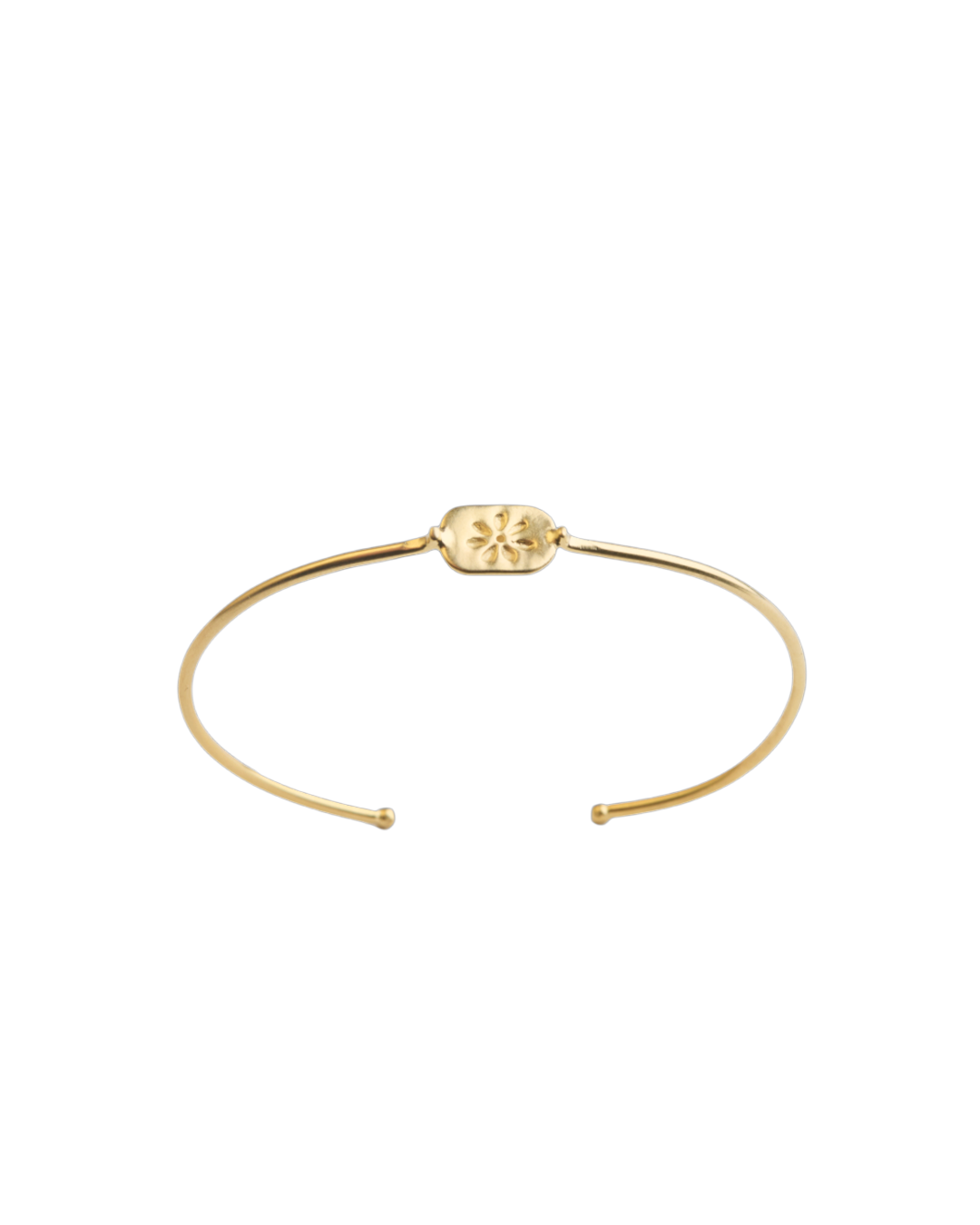 Bracelet jonc Merci Paris Emma en laiton plaqué or jaune 16 carats avec motif floral gravé