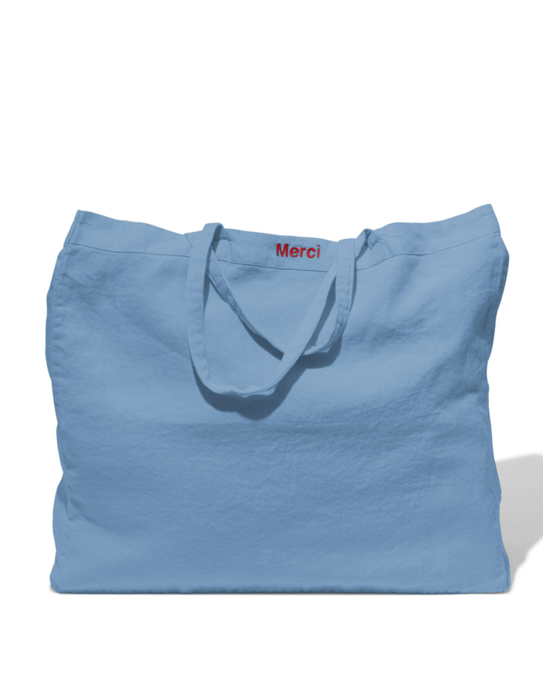 Merci - Cabas En Lin Lavé - Bleu Primaire