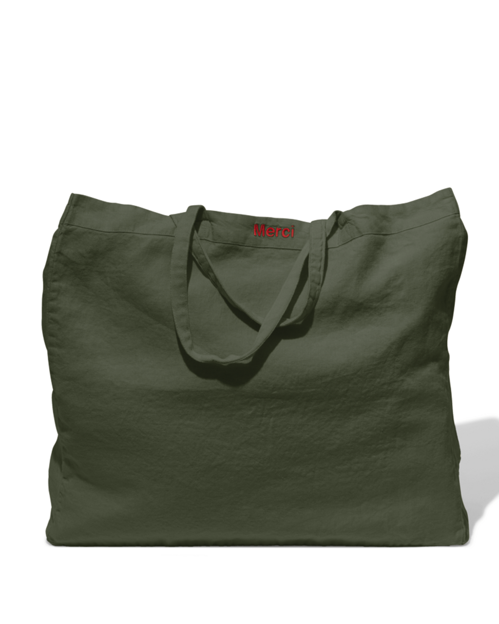 Merci - Washed linen Merci shopping bag - Oxide Green
