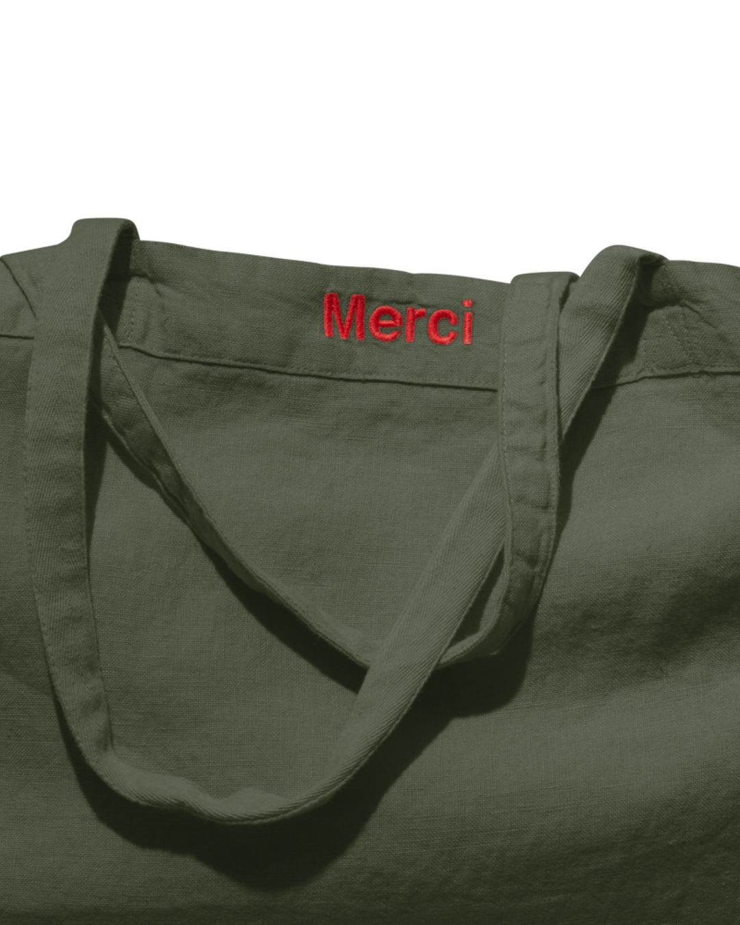 Merci - Washed linen Merci shopping bag - Oxide Green