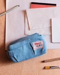 Merci - Trousse En Lin Lavé - Bleu Primaire