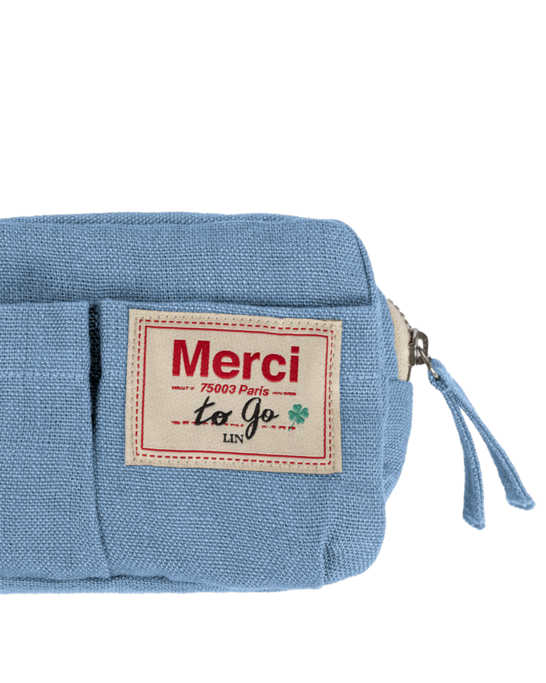 Merci - Trousse En Lin Lavé - Bleu Primaire