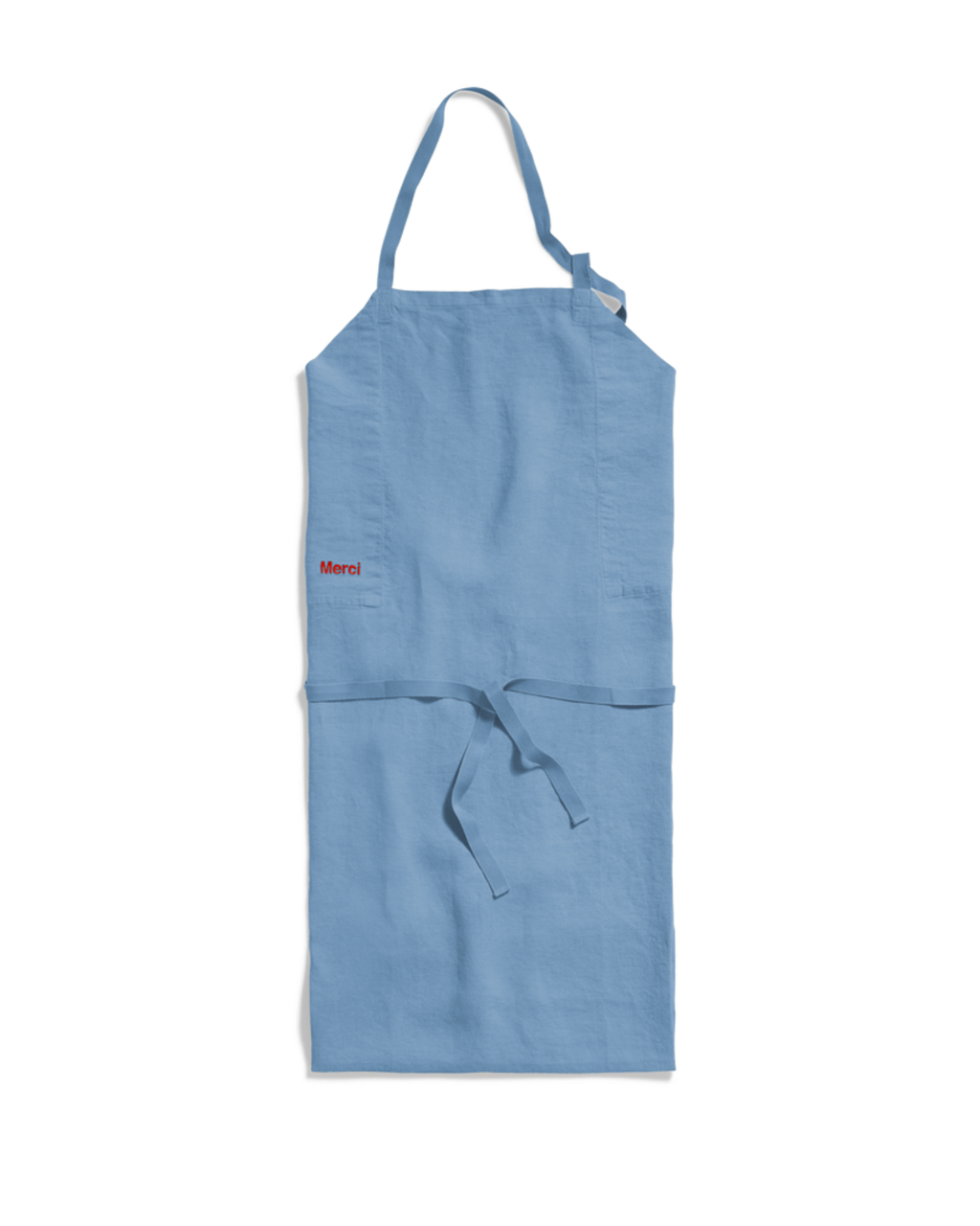 Merci - Washed linen apron - Primary Blue