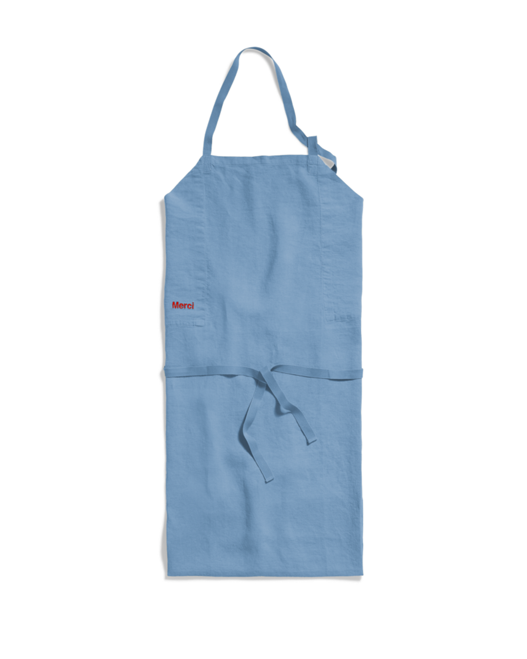 Merci - Washed linen apron - Primary Blue