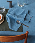Merci - Serviette De Table En Lin Lavé - Bleu Primaire