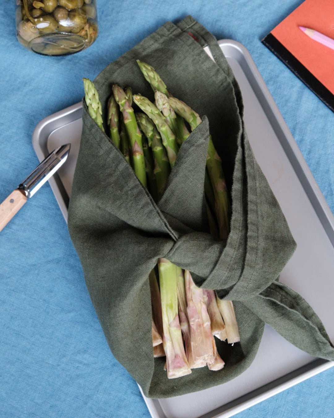 Merci - Washed linen napkin - Oxide Green