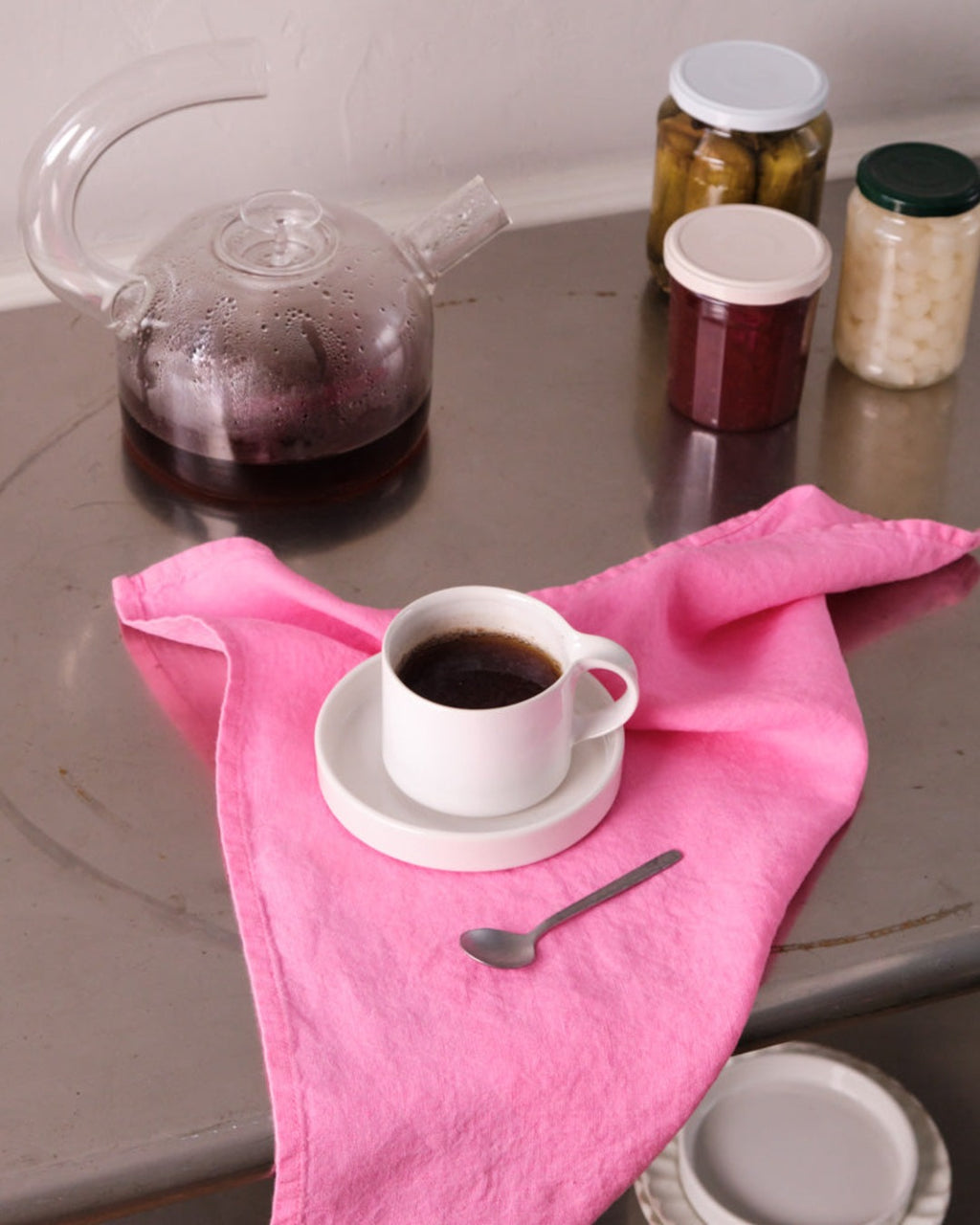 Merci - Serviette De Table En Lin Lavé - Rose Garance