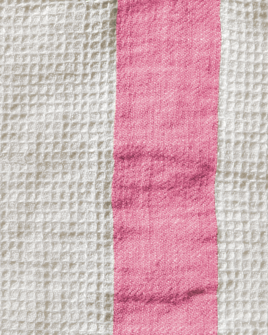 Merci - Serviette De Bain En Lin Nid D'Abeille - Bande Rose Garance