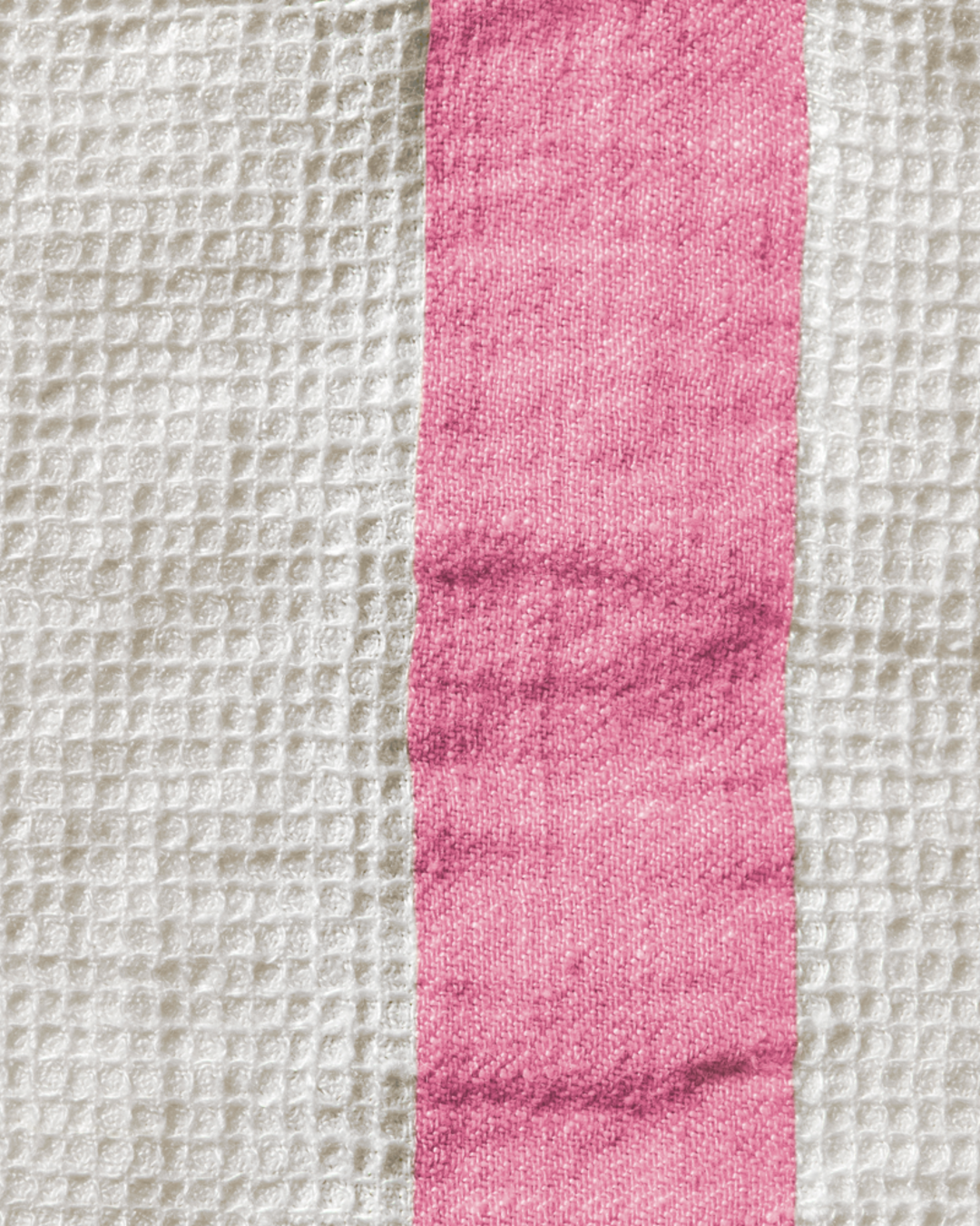 Merci - Serviette De Bain En Lin Nid D'Abeille - Bande Rose Garance