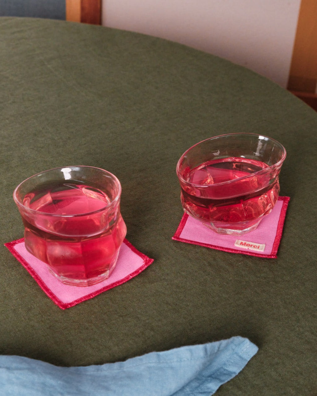 Merci - Ensemble De 6 Dessous De Verre En Lin Lavé - Rose Garance