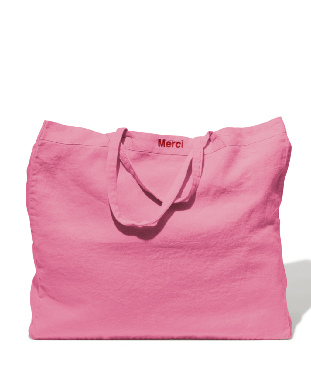 Merci - Washed linen Merci shopping bag - Garance Pink