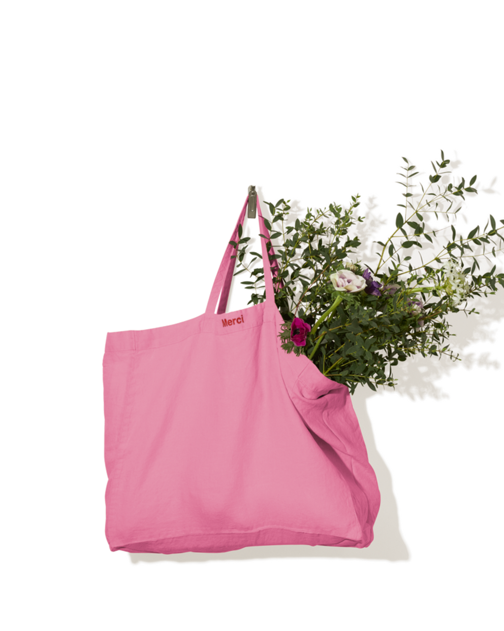 Merci - Washed linen Merci shopping bag - Garance Pink