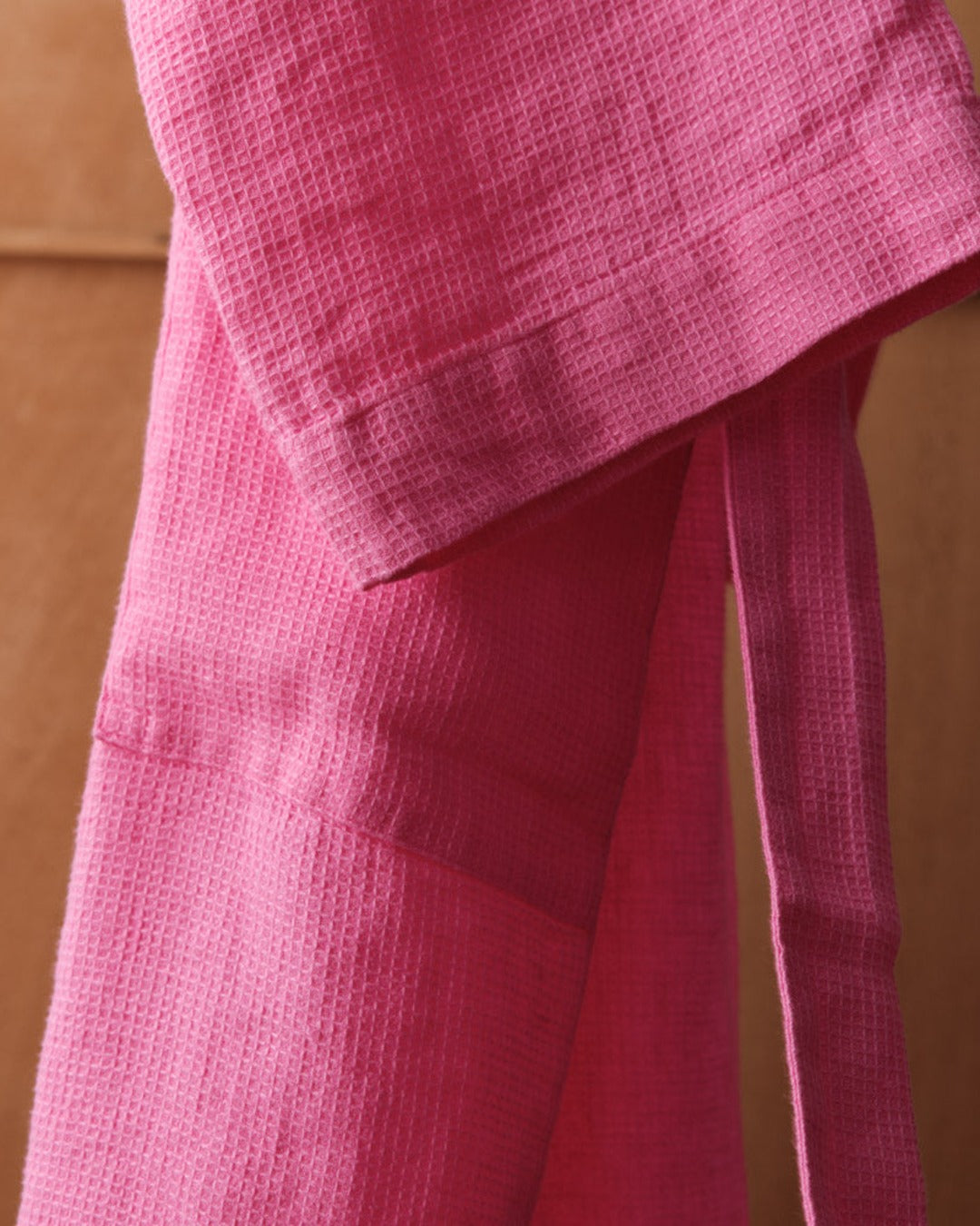 Merci - Peignoir En Lin Nid D'Abeille - Rose Garance