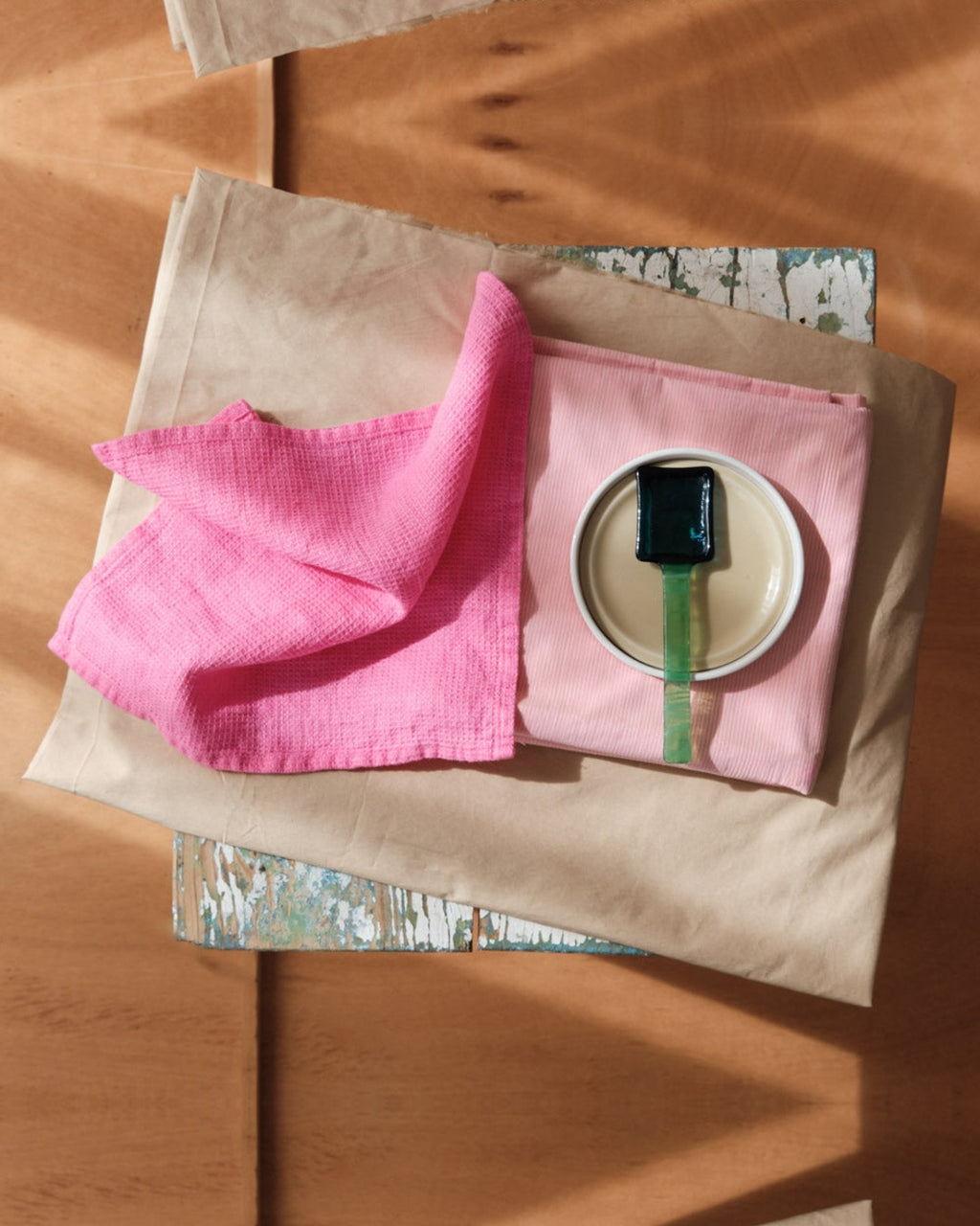 Merci - Linen guest towel - Honeycomb - Garance Pink