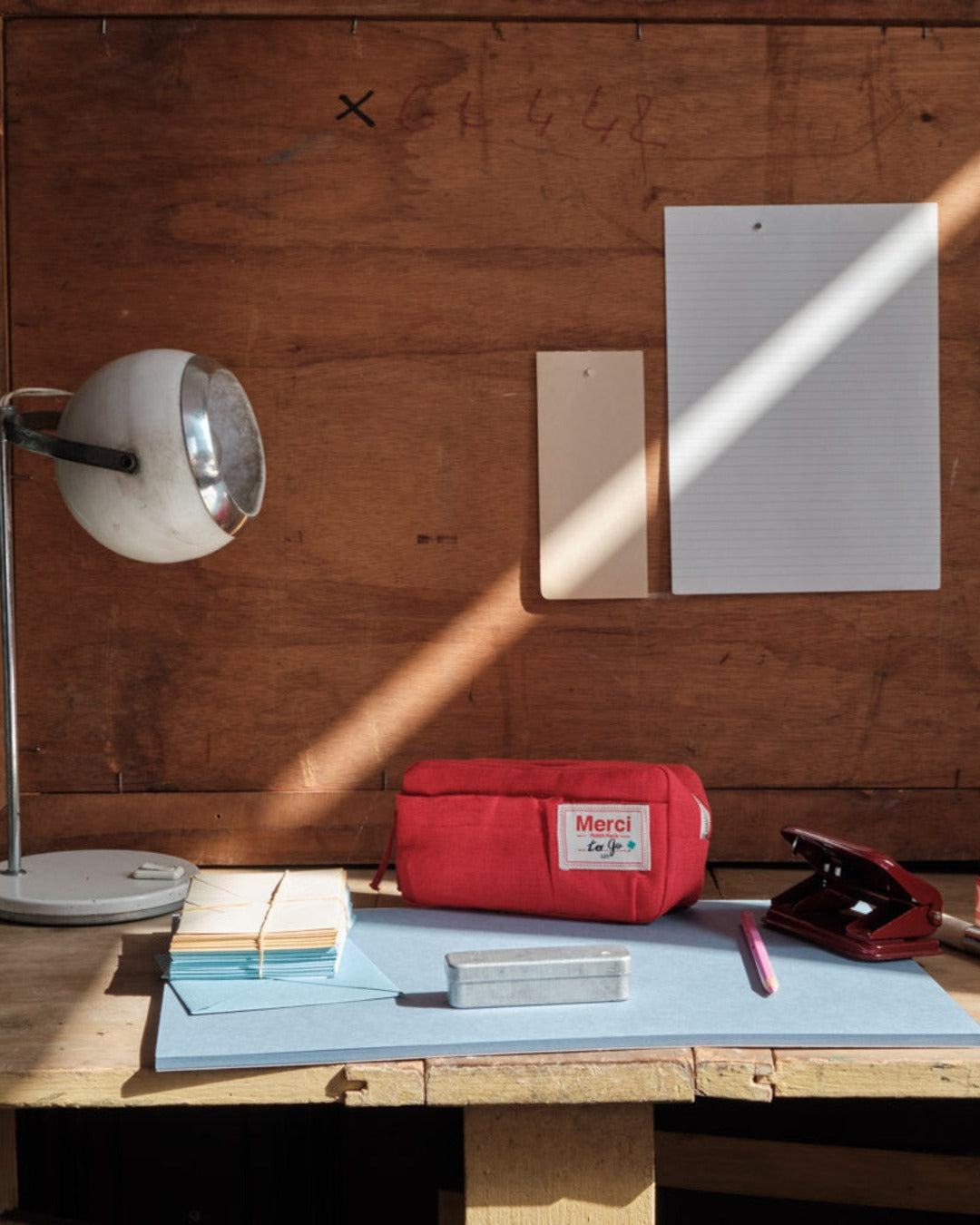 Merci - Washed linen pencil case - Vermilion Red