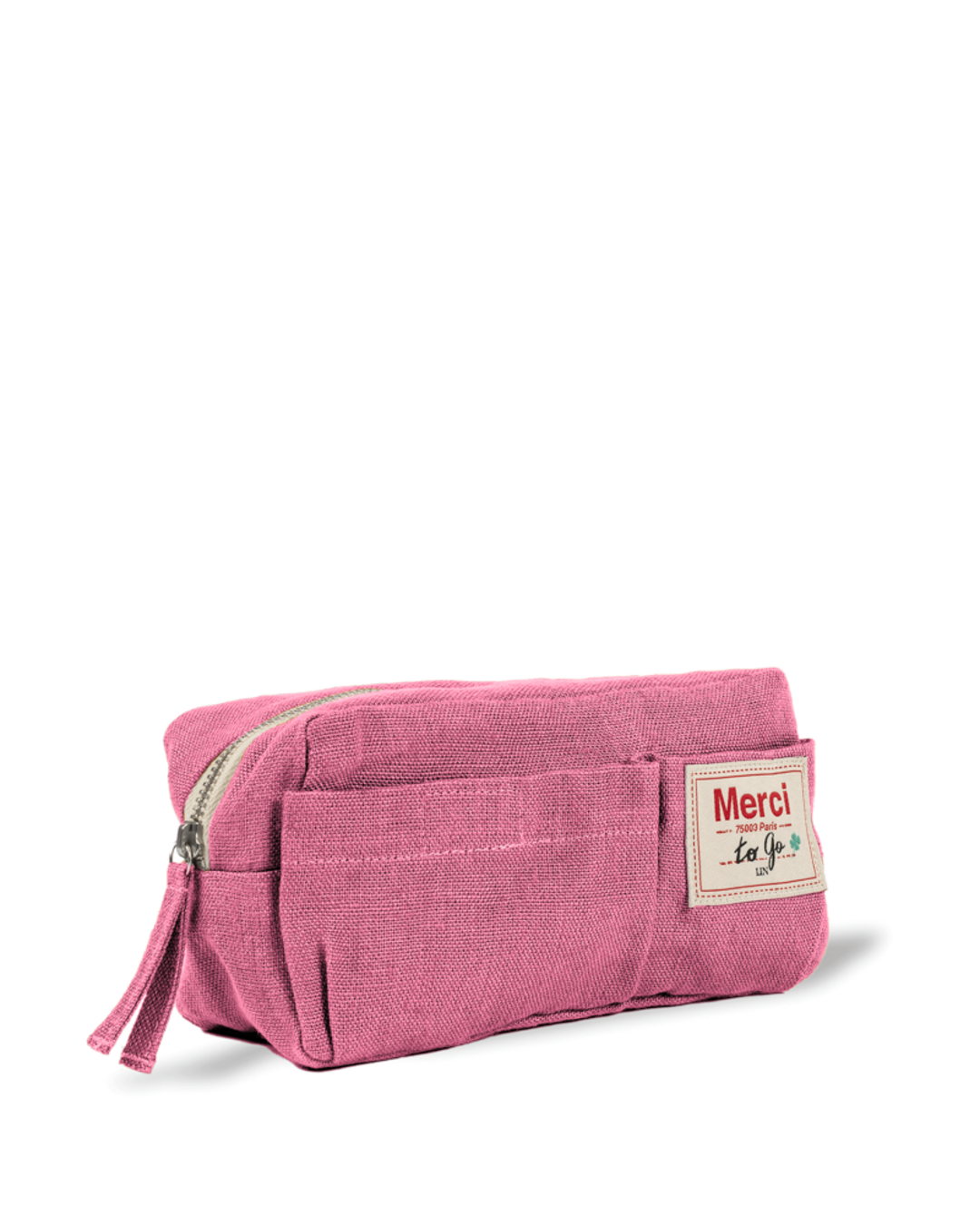 Merci - Trousse En Lin Lavé - Rose Garance