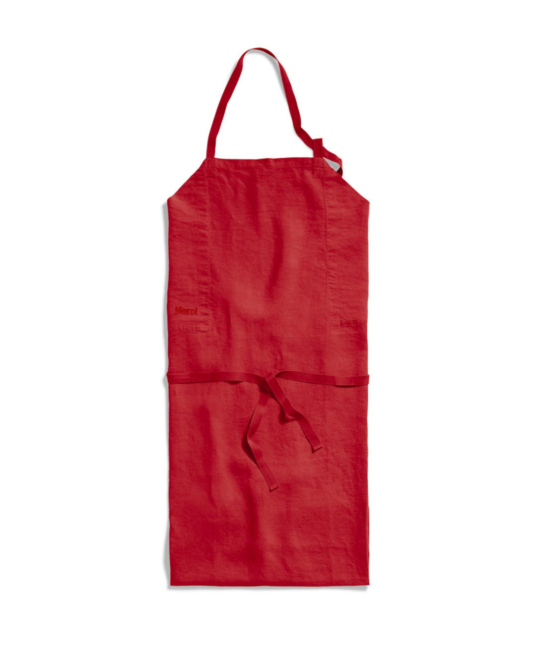 Merci - Washed linen apron - Vermilion Red