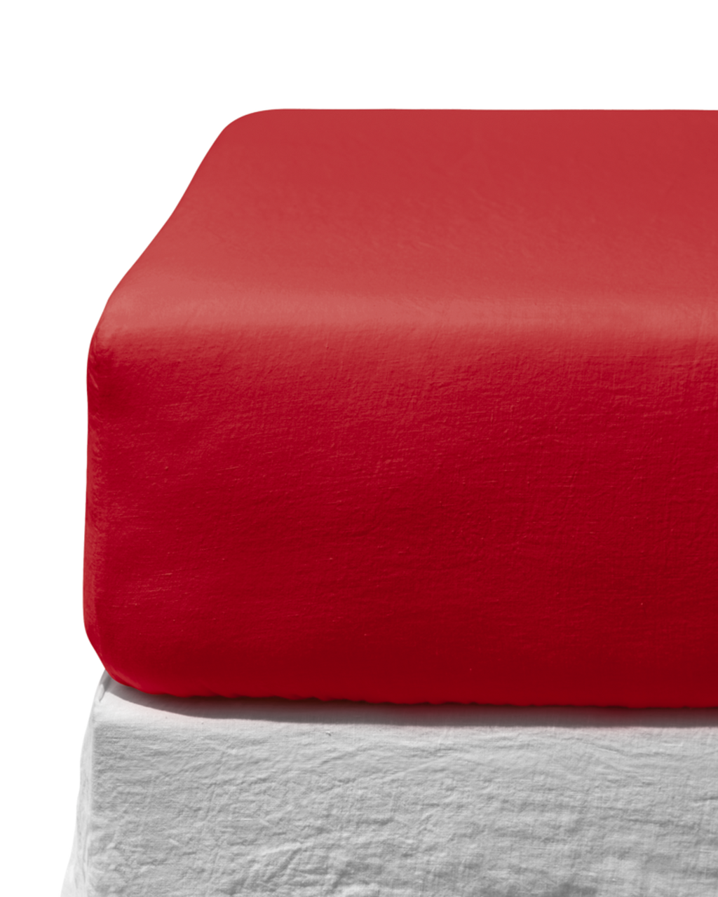 Merci - Drap-Housse En Lin Lavé - Rouge Vermillon