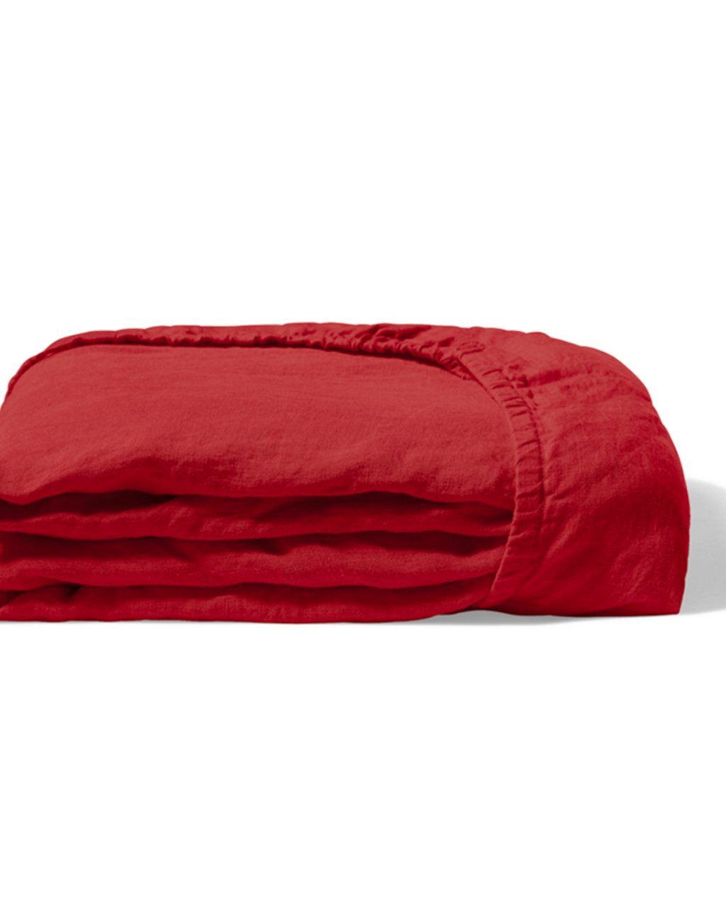 Merci - Drap-Housse En Lin Lavé - Rouge Vermillon
