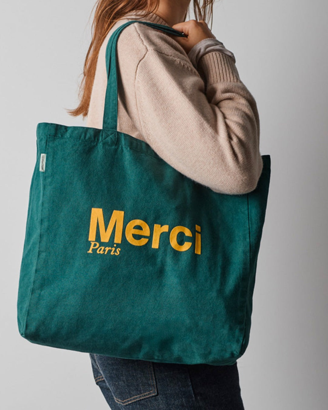 Merci - Cotton Tote Bag - Forest & Yellow