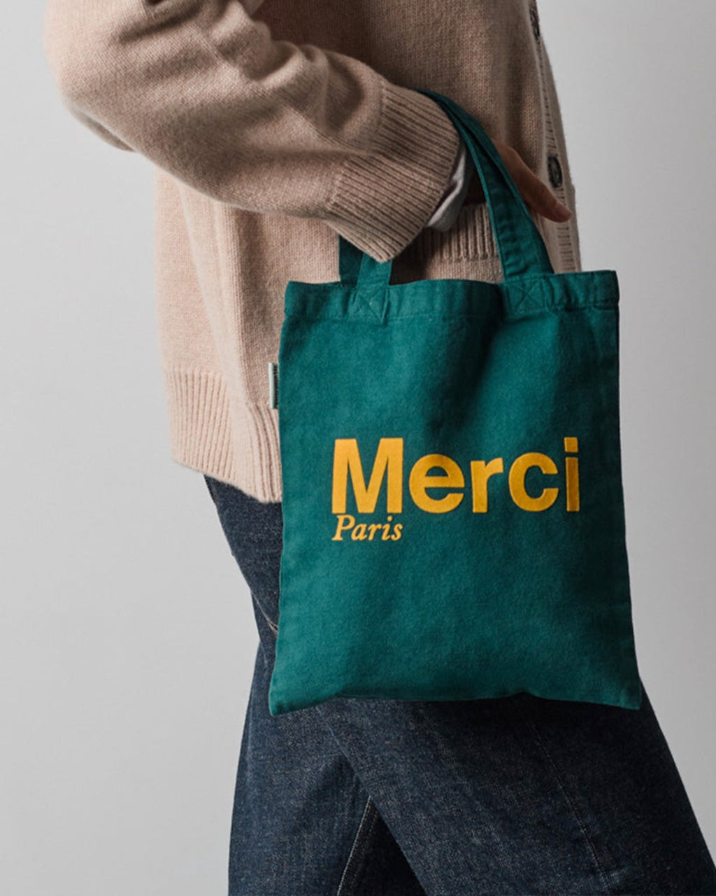 Merci - Cotton Tote Bag - Forest & Yellow