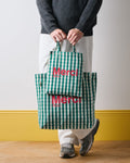 Merci - Tote Bag En Coton - Vert, Crème & Rose