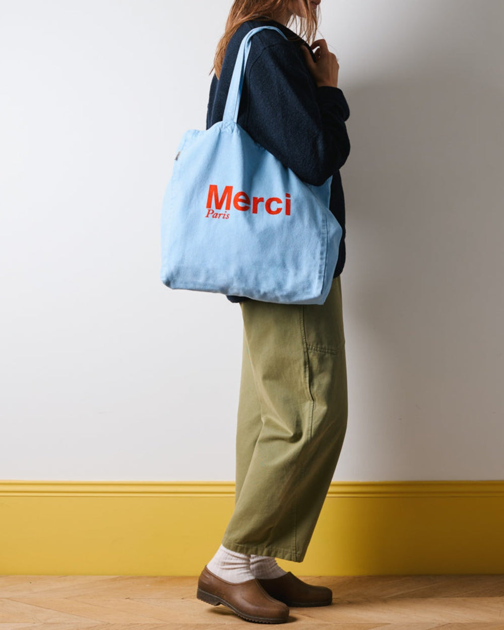 Merci - Tote Bag en coton Bleu bébé & - Rouge – Merci Paris