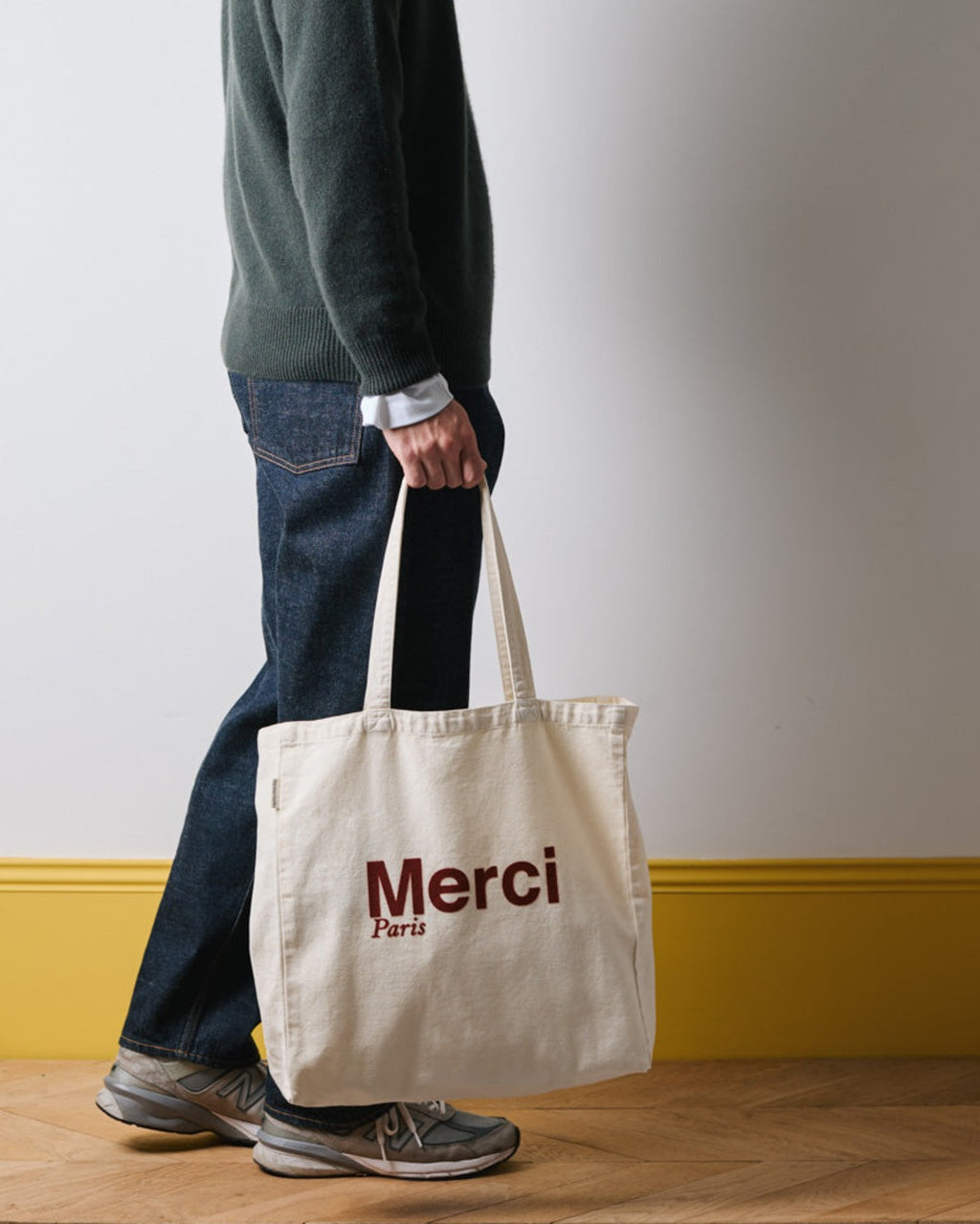 Merci - Cotton Tote Bag - Cream & Wine
