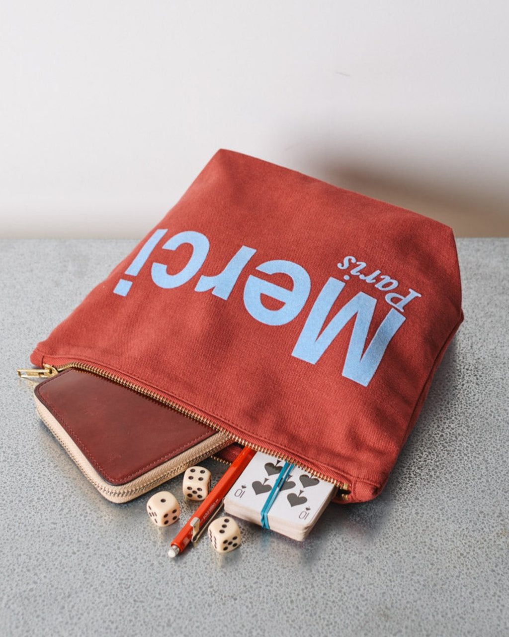 Merci - Cotton pouch - Wine & Blue