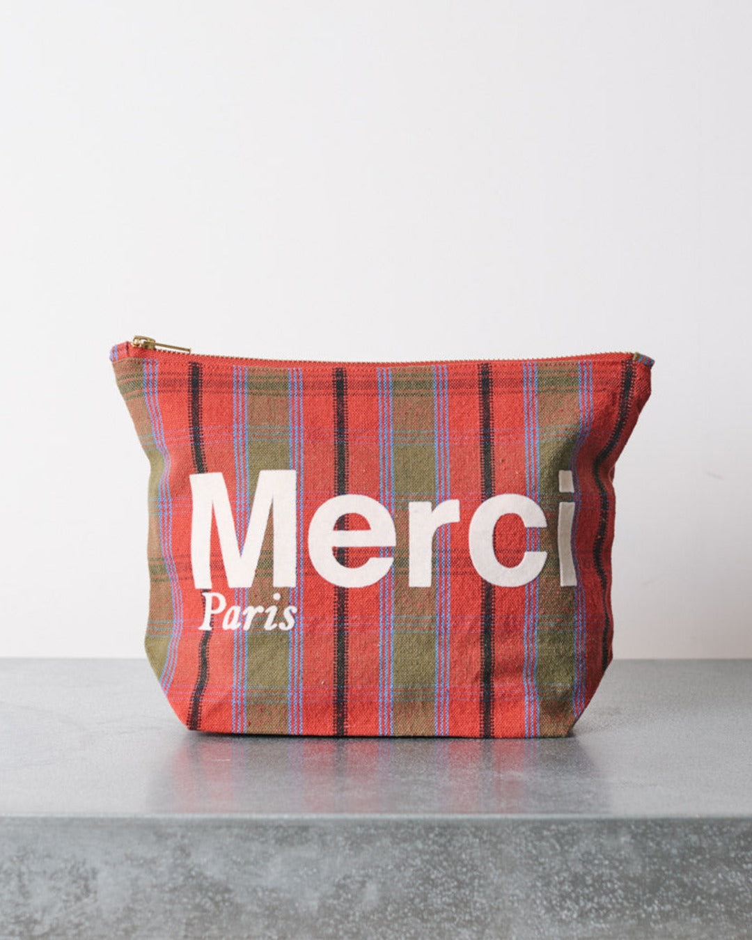 Merci - Cotton pouch - Pink, Green & Cream