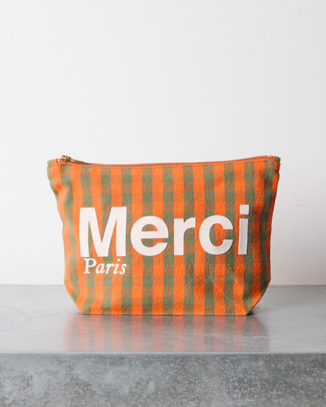 Merci - Cotton pouch - Orange, Green & Cream