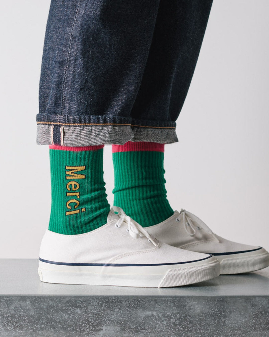 Merci - Scrappy Socks - Green & Fuchsia