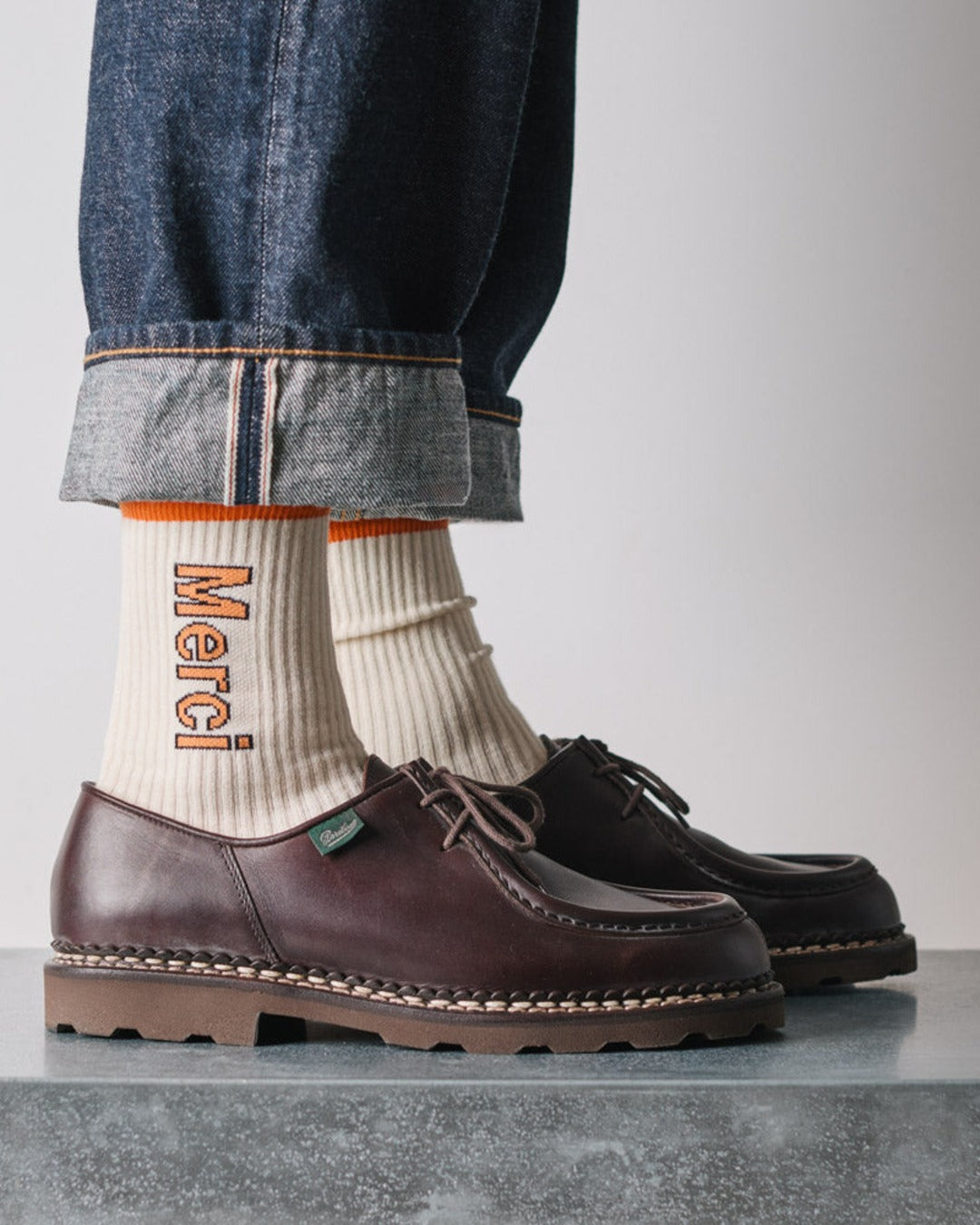 Merci - Scrappy Socks - White & Orange