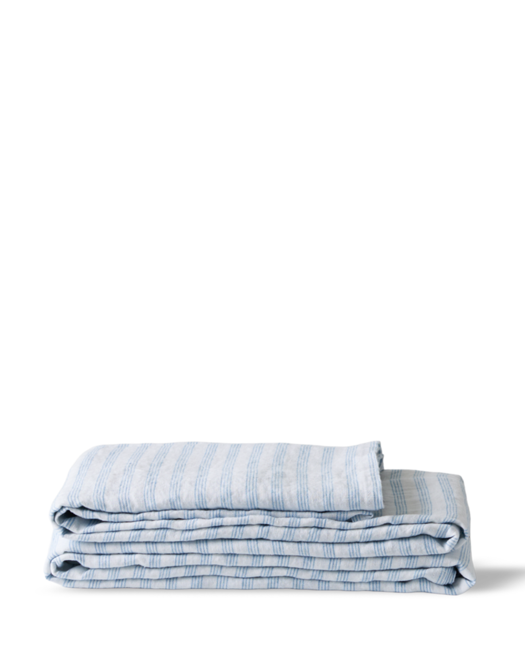 Merci - Washed linen flat sheet - Primary Blue Paintbrush Stripes