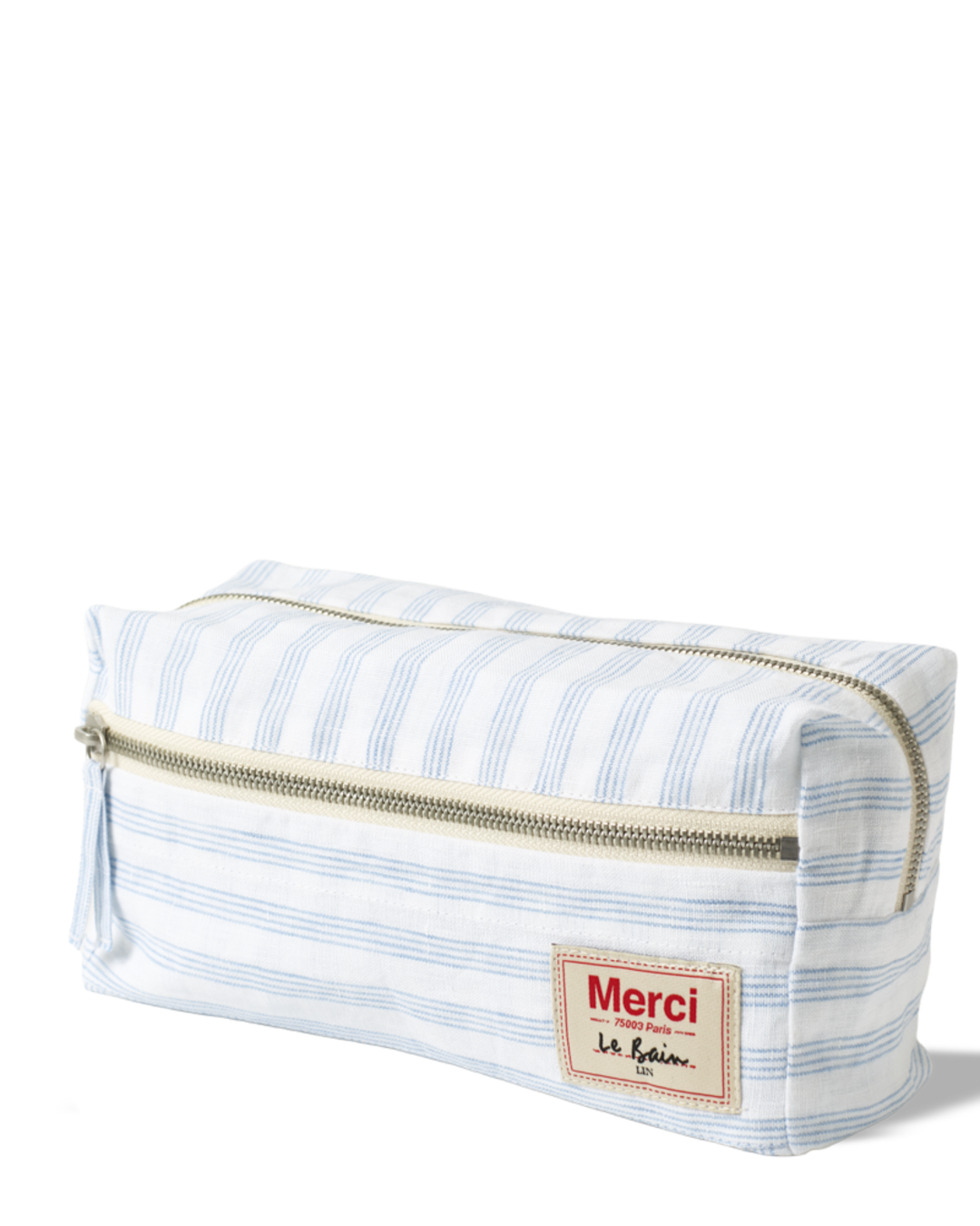 Merci - Trousse De Toilette - Rayures Pinceau Bleu Primaire