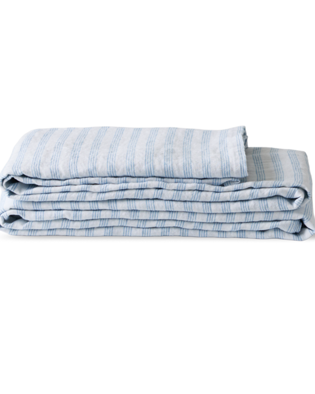 Merci - Nappe En Lin Lavé - Rayures Pinceau Bleu Primaire